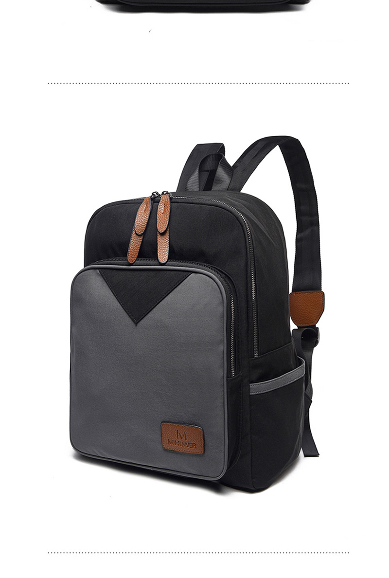 Fashion Gray Canvas Panel Backpack,Backpack