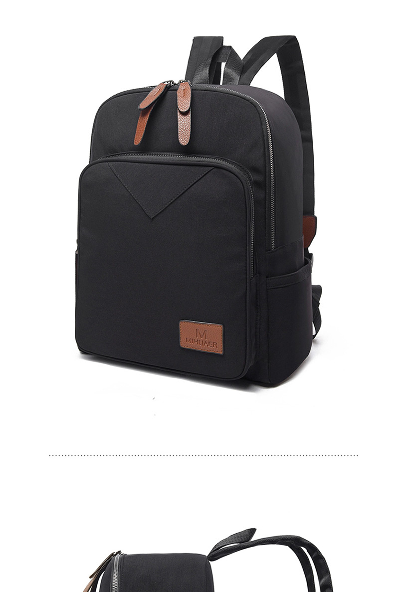 Fashion Black Canvas Panel Backpack,Backpack