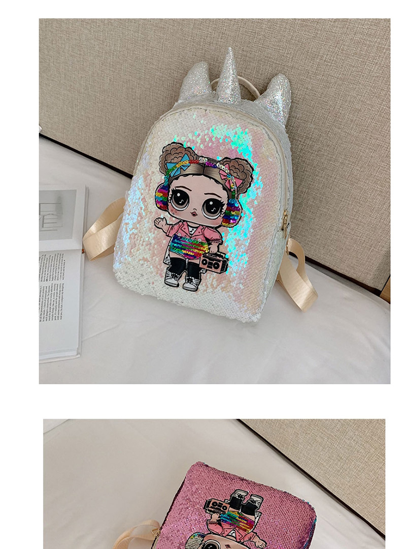 Fashion White Sequin Surprise Doll Children Backpack,Backpack