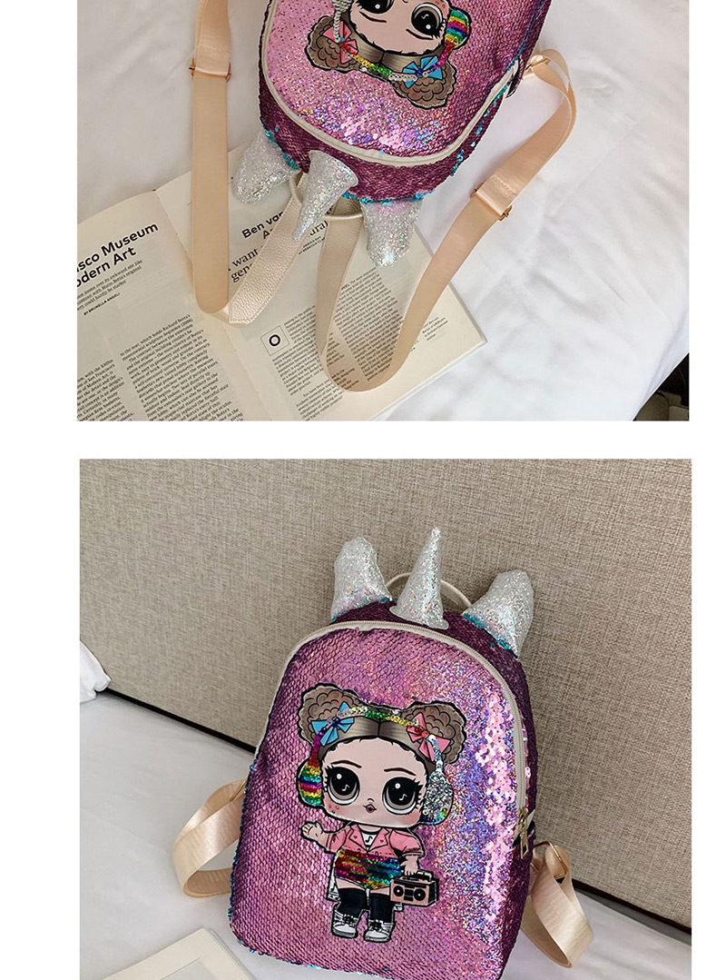 Fashion Purple Sequin Surprise Doll Children Backpack,Backpack