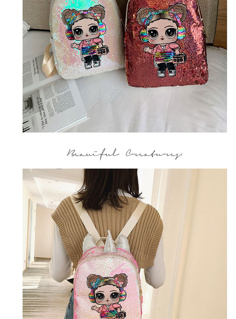 Fashion White Sequin Surprise Doll Children Backpack,Backpack