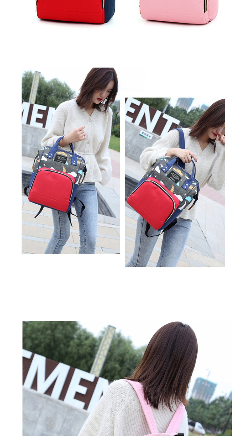 Fashion Blue With Red Multifunctional Printed Mummy Bag,Backpack