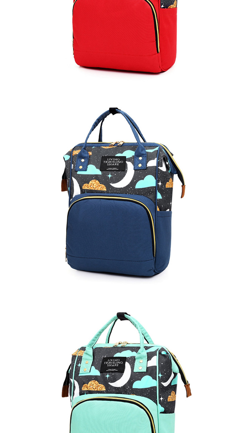 Fashion Blue Multifunctional Printed Mummy Bag,Backpack