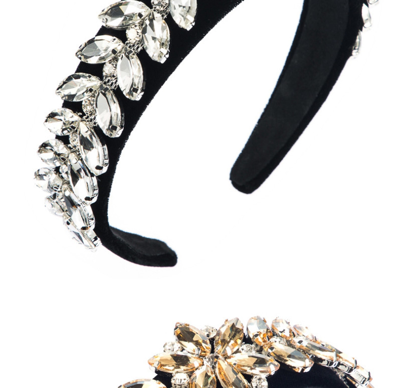 Fashion Black Leaf: Flower: Diamond And Velvet Wide-edged Headband,Head Band