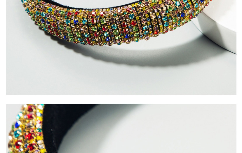 Fashion Color Inlaid Diamond Sponge Wide Headband,Head Band