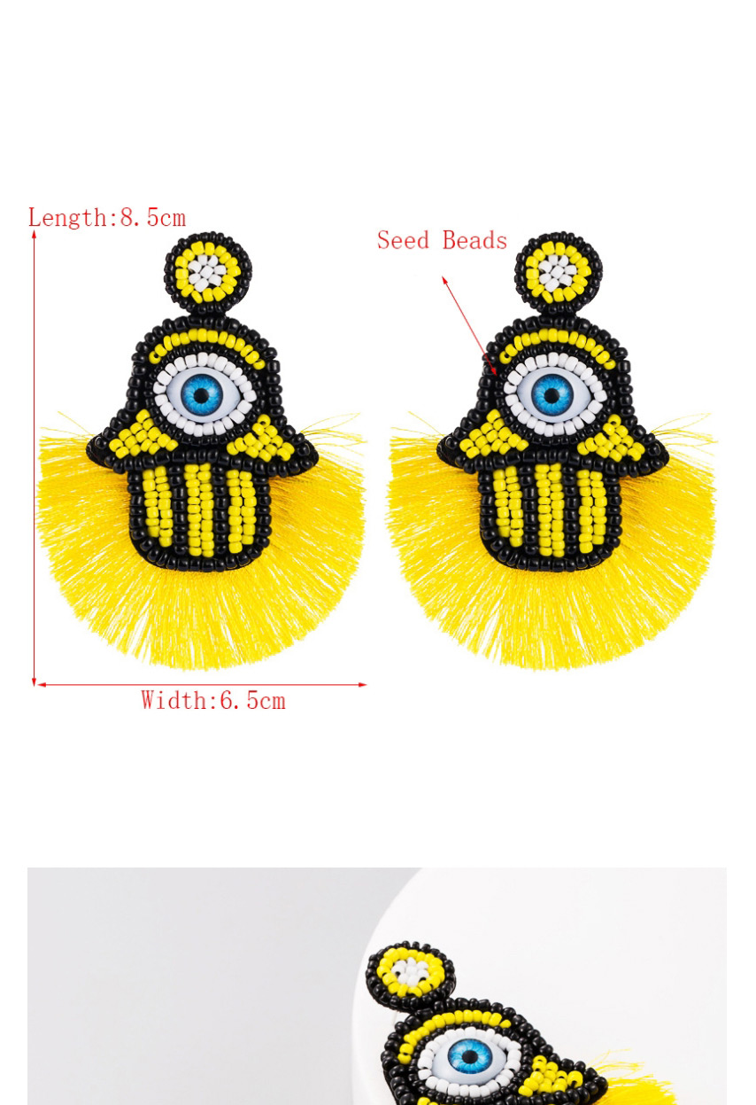 Fashion Yellow Beaded Eye Tassel Earrings,Drop Earrings