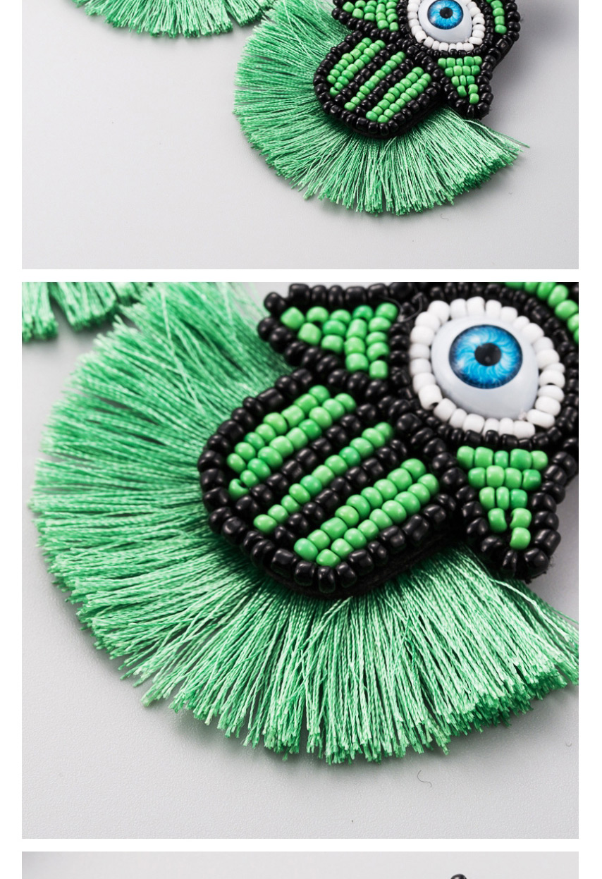 Fashion Green Beaded Eye Tassel Earrings,Drop Earrings