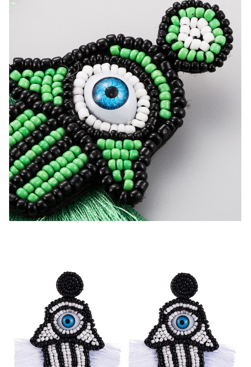 Fashion Green Beaded Eye Tassel Earrings,Drop Earrings