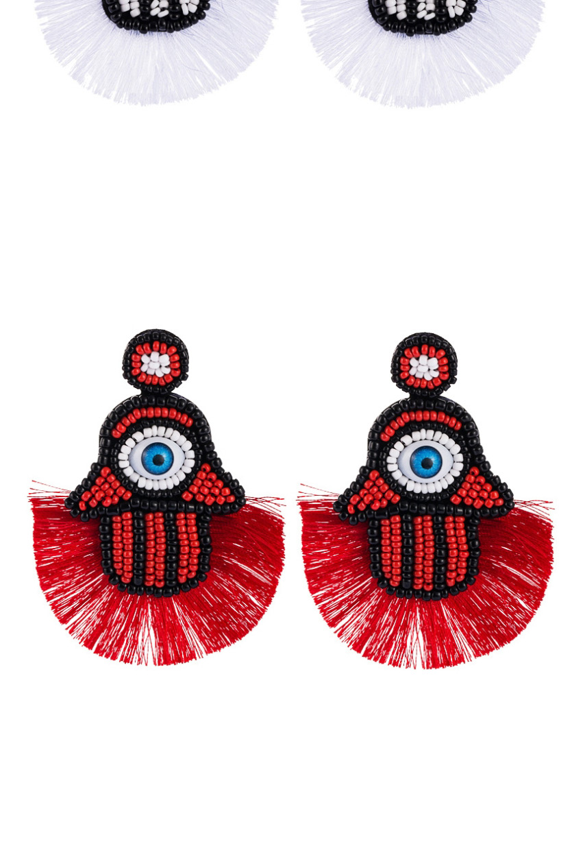 Fashion Red Beaded Eye Tassel Earrings,Drop Earrings