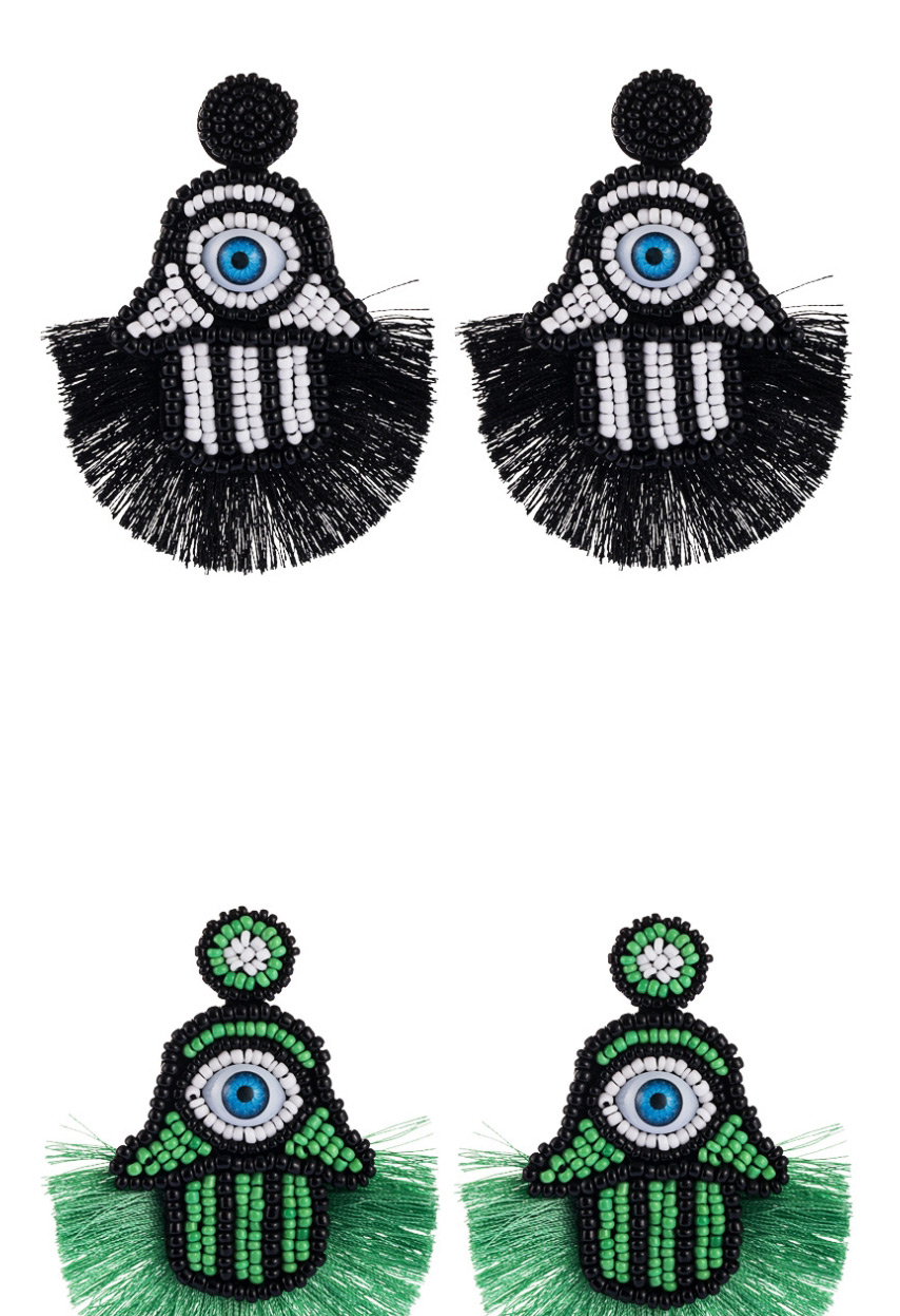 Fashion Black Beaded Eye Tassel Earrings,Drop Earrings