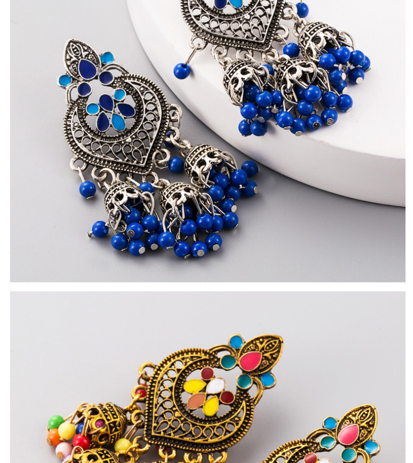 Fashion Ancient Silver Color Dripping Oil Hollow Lantern Tassel Earrings,Drop Earrings