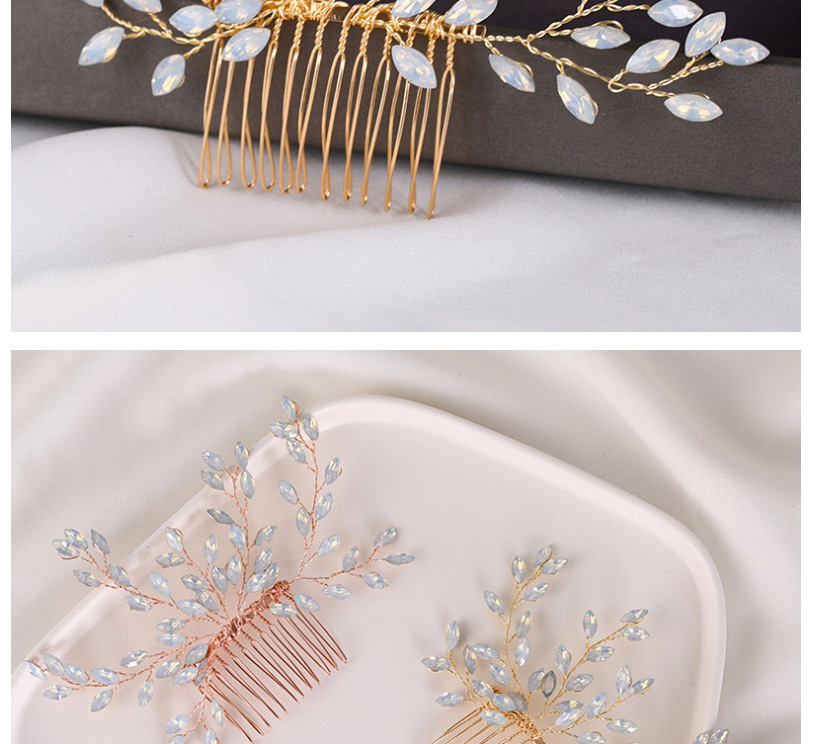Fashion Rose Gold Crystal Twig Hair Comb,Bridal Headwear