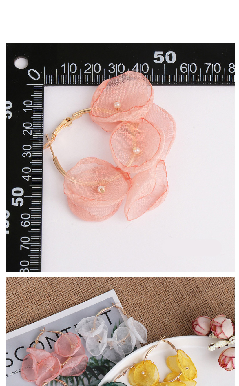 Fashion Pink Flower Lace Pearl Earrings,Hoop Earrings