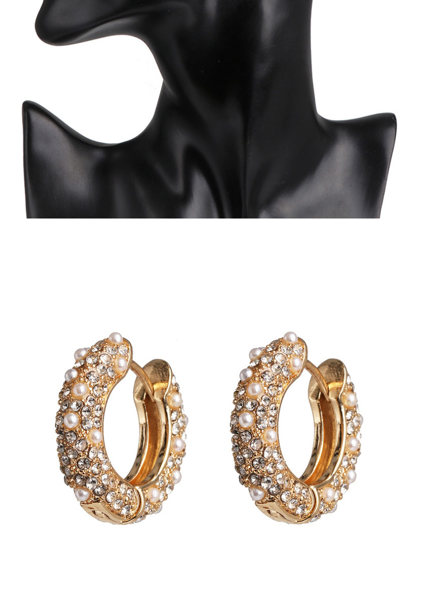 Fashion Pink Round Geometric Full Diamond Earrings With Diamonds,Hoop Earrings