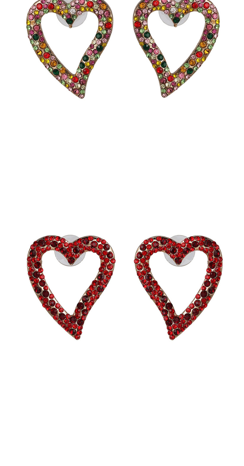 Fashion Pink Diamond Symmetric Heart Pierced Earrings,Stud Earrings