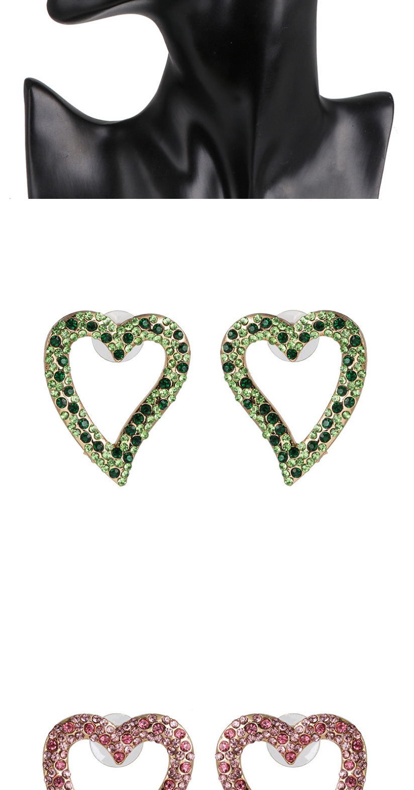 Fashion Color Diamond Symmetric Heart Pierced Earrings,Stud Earrings
