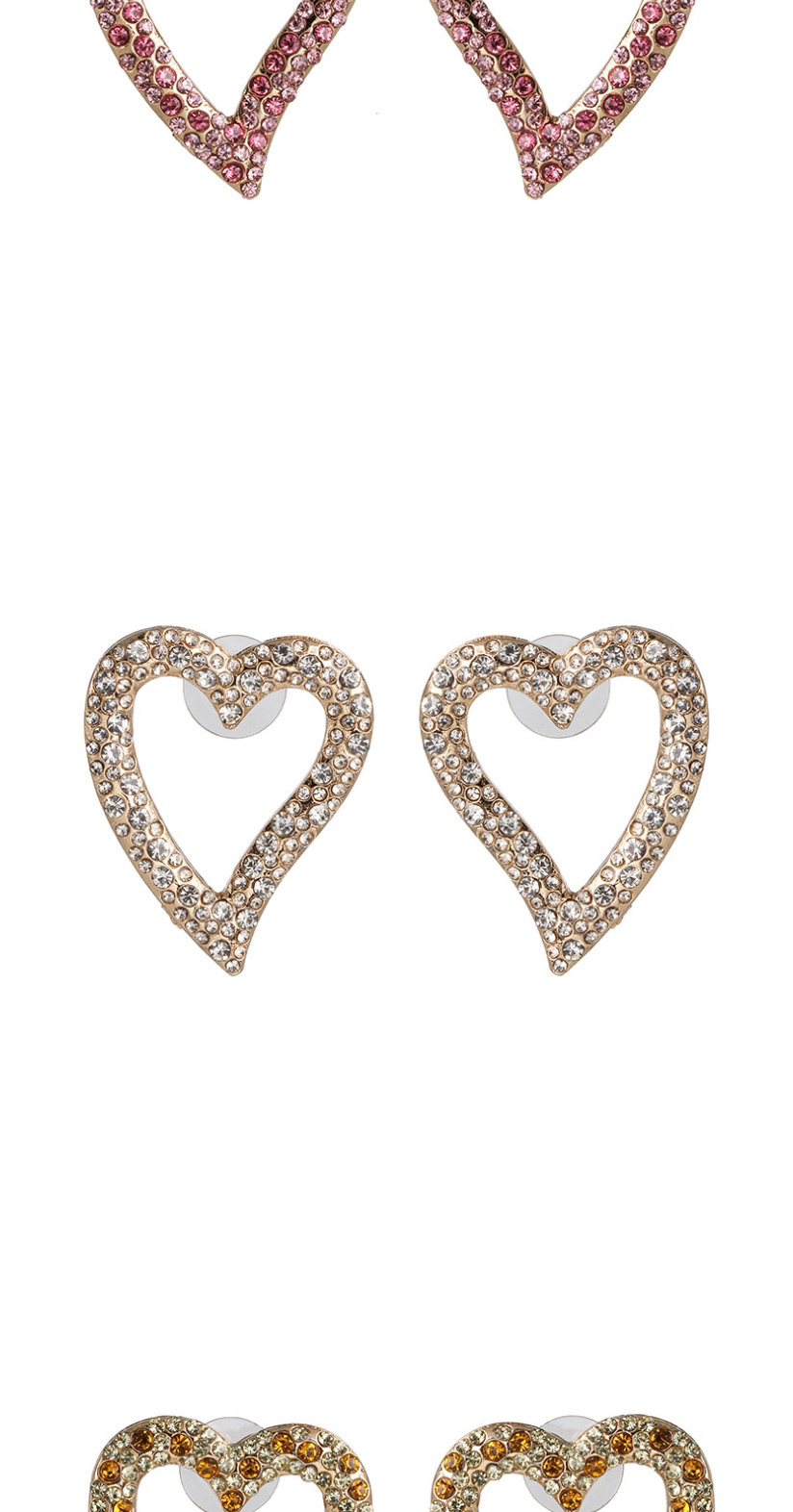 Fashion Yellow Diamond Symmetric Heart Pierced Earrings,Stud Earrings