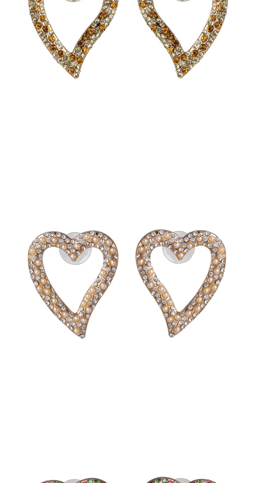 Fashion White Diamond Symmetric Heart Pierced Earrings,Stud Earrings