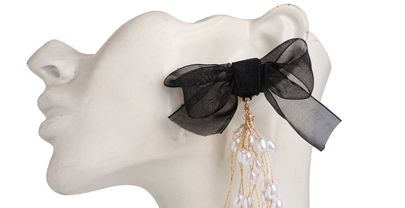 Fashion Black Geometric Mesh Bow Twig Earrings,Drop Earrings