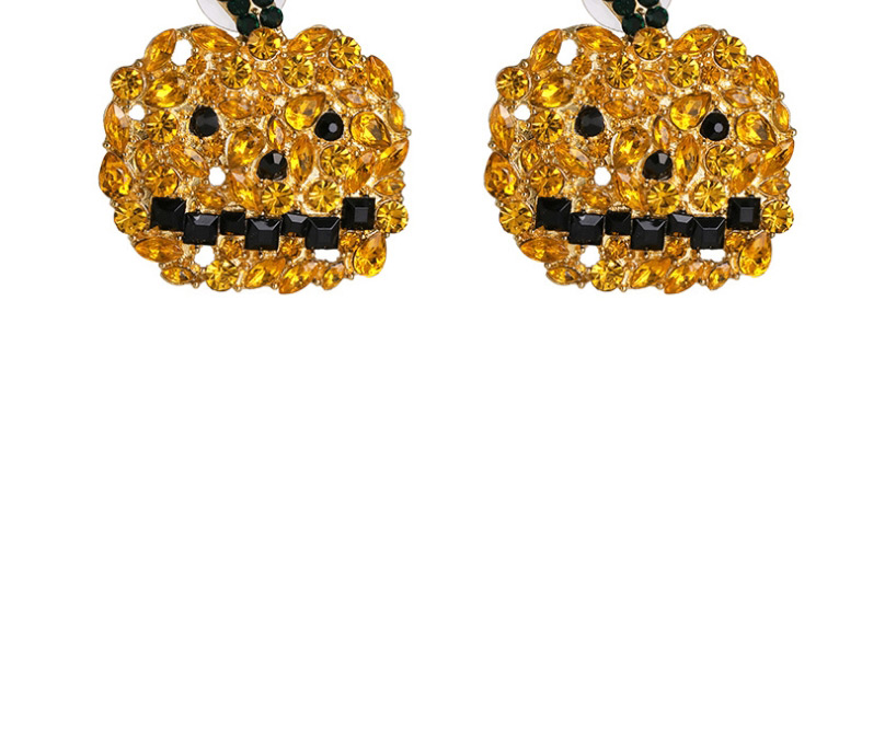 Fashion Yellow Pumpkin Ghost Ghost Earrings With Diamonds,Stud Earrings
