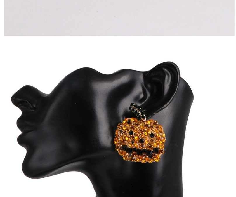 Fashion Red Pumpkin Ghost Ghost Earrings With Diamonds,Stud Earrings