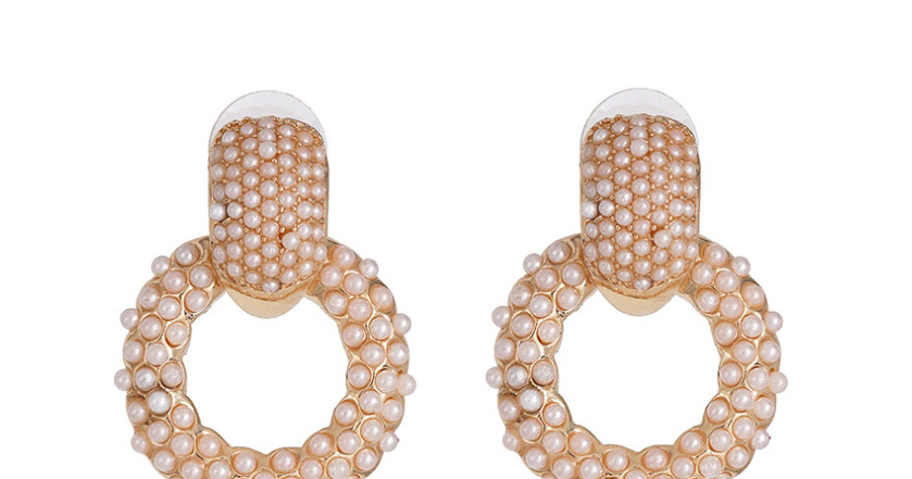 Fashion Golden Geometric Pearl Round Cutout Earrings,Drop Earrings