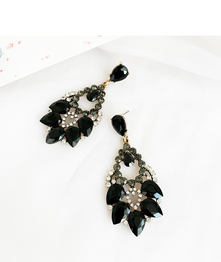 Fashion Black Alloy Stud Earrings With Diamonds,Drop Earrings