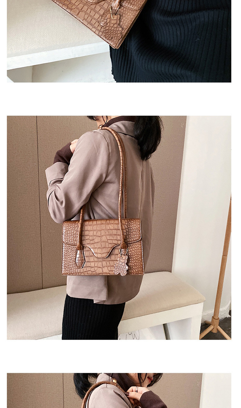Fashion Dark Apricot Stone Textured Flap Shoulder Bag,Messenger bags