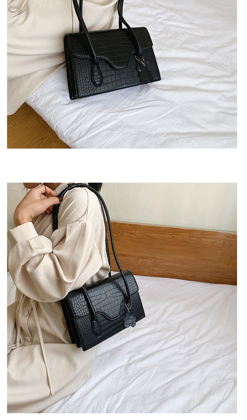 Fashion Black Stone Textured Flap Shoulder Bag,Messenger bags
