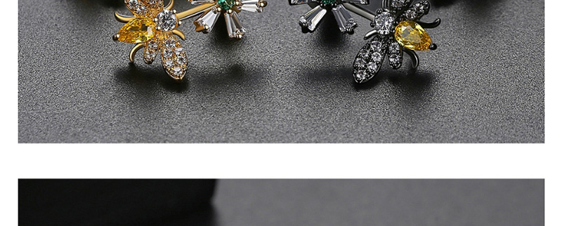Fashion Golden Diamond Flower Bee Earrings,Earrings