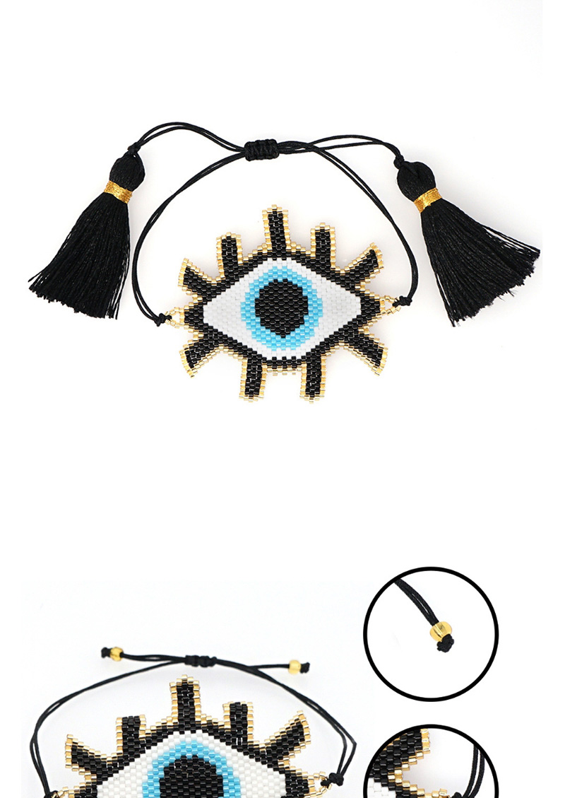 Fashion Black And White Rice Beads Woven Contrast Eyelash Eye Bracelet,Beaded Bracelet
