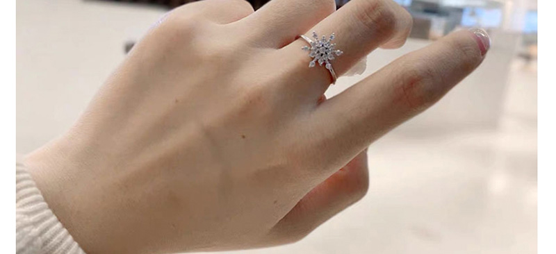 Fashion Platinum Rotating Diamond Snowflake Ring,Fashion Rings