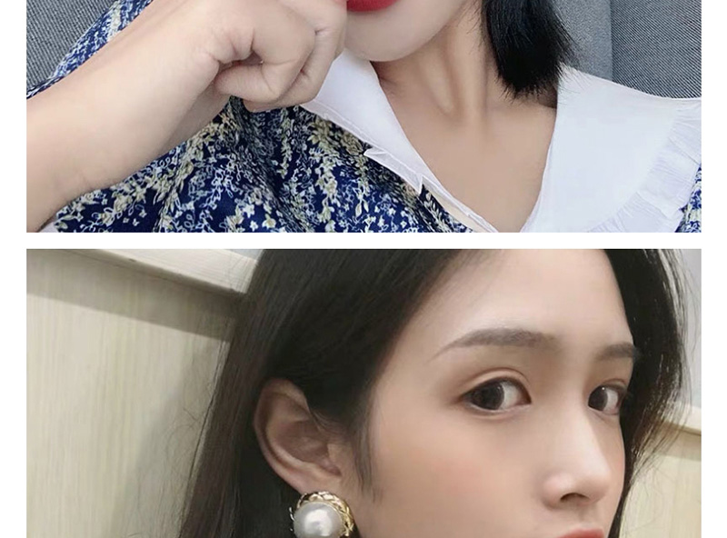 Fashion Beige Button Pearl Earrings,Stud Earrings