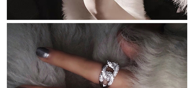 Fashion Platinum Geometric Full Diamond Cross Chain Wide Faceted Ring,Fashion Rings