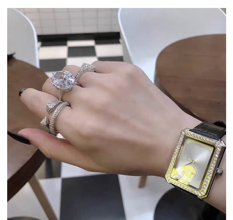 Fashion Platinum Geometric Wrapping Skeleton Ring With Diamonds,Fashion Rings