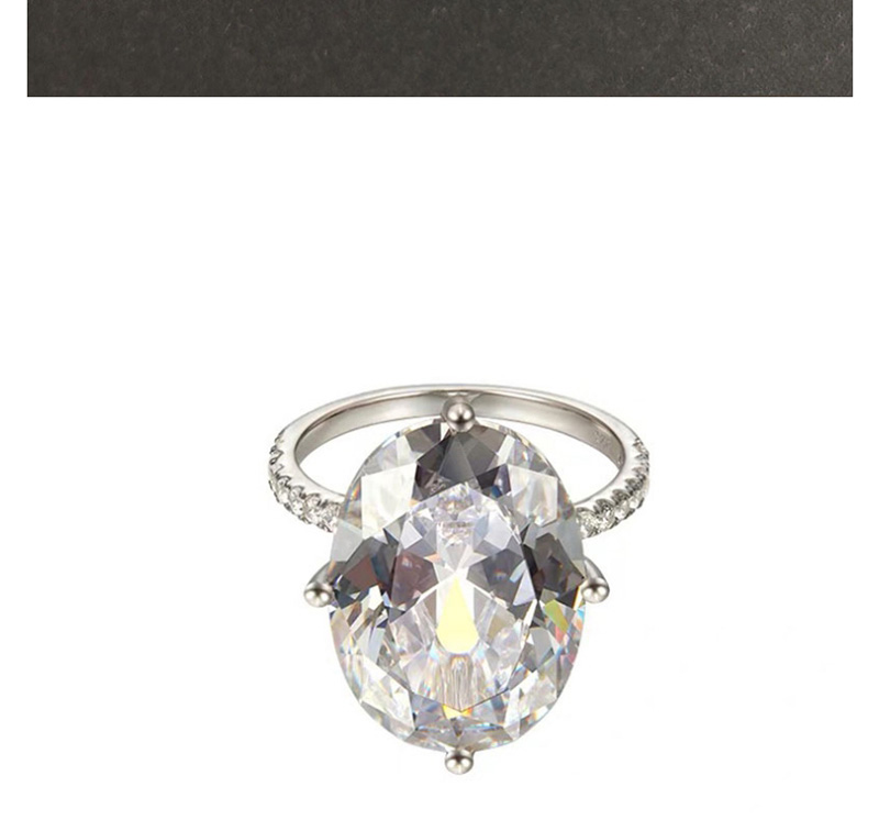 Fashion Platinum Oval Geometric Ring With Diamonds,Fashion Rings