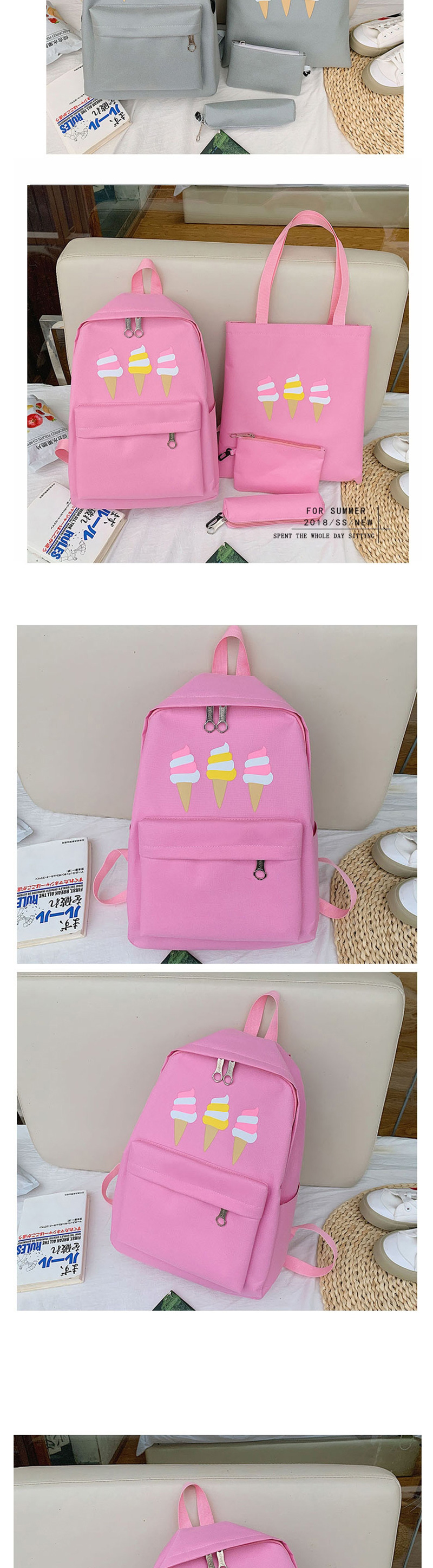Fashion Yellow Ice Cream Print Backpack Four-piece,Backpack