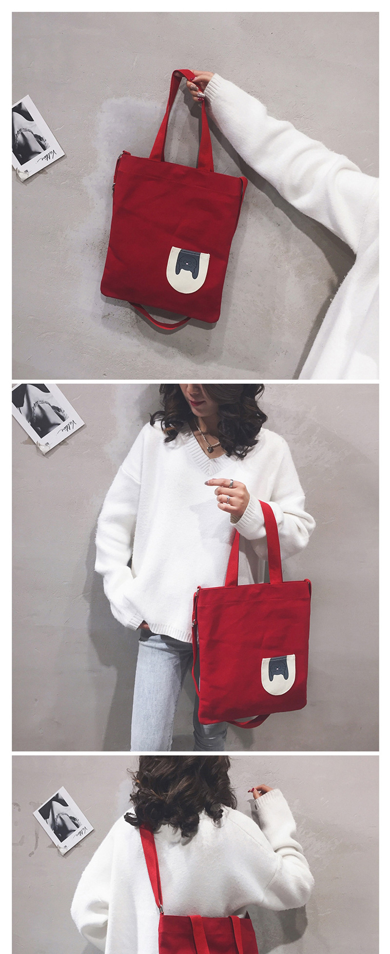 Fashion Red Stitched Contrast Shoulder Bag,Messenger bags