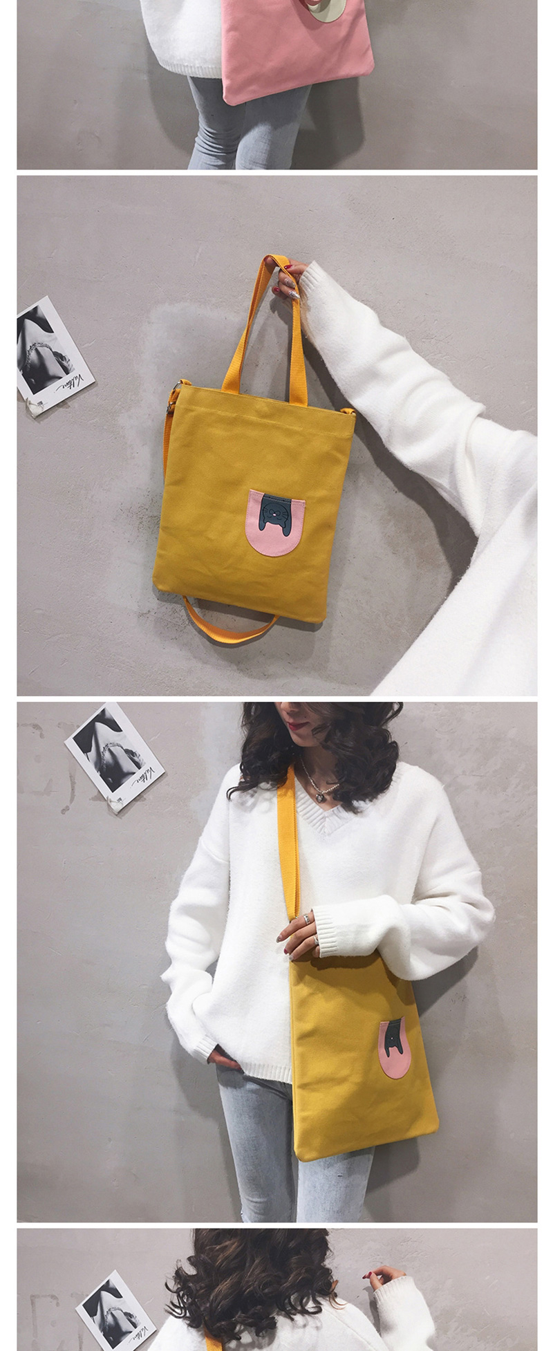 Fashion Yellow Stitched Contrast Shoulder Bag,Messenger bags