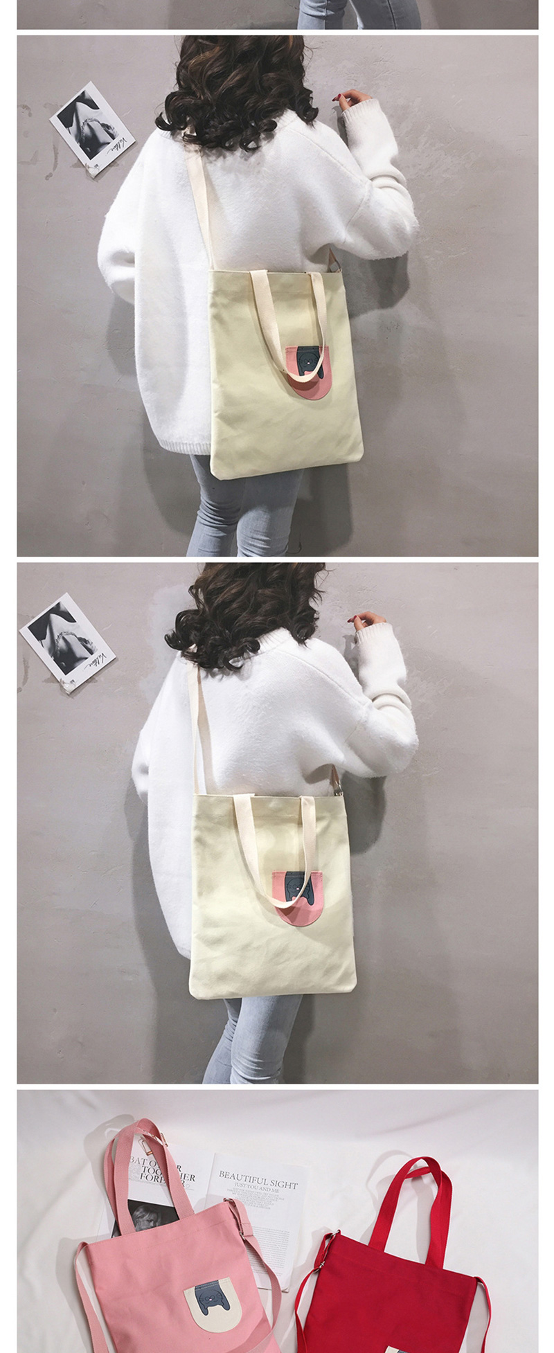 Fashion Pink Stitched Contrast Shoulder Bag,Messenger bags