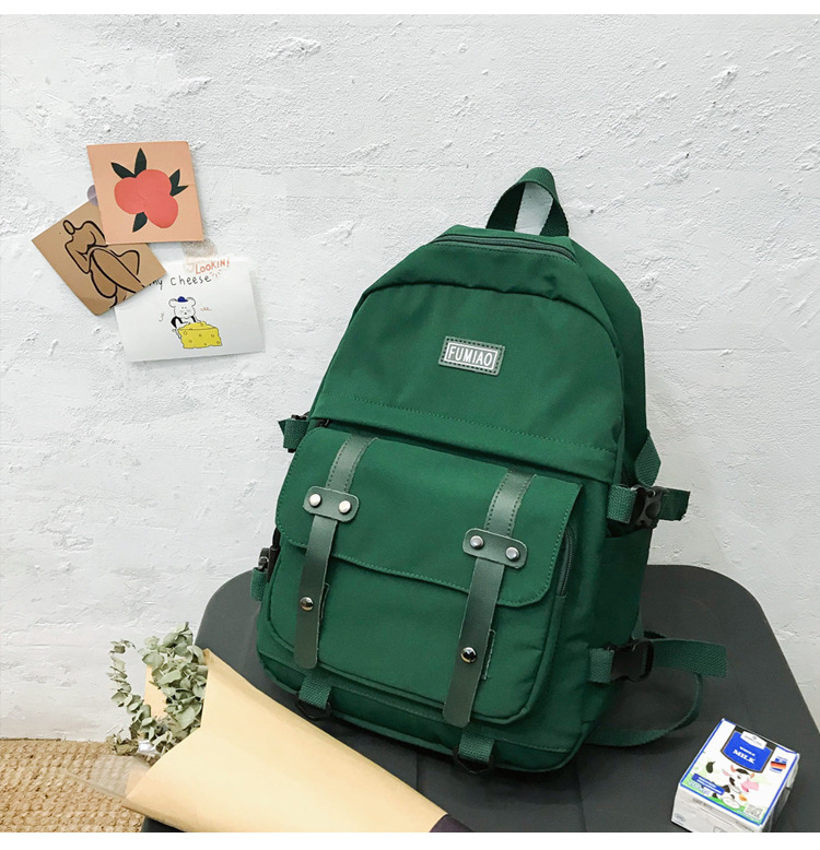 Fashion Dark Green With Pendant Panel Flap Buckle Backpack,Backpack