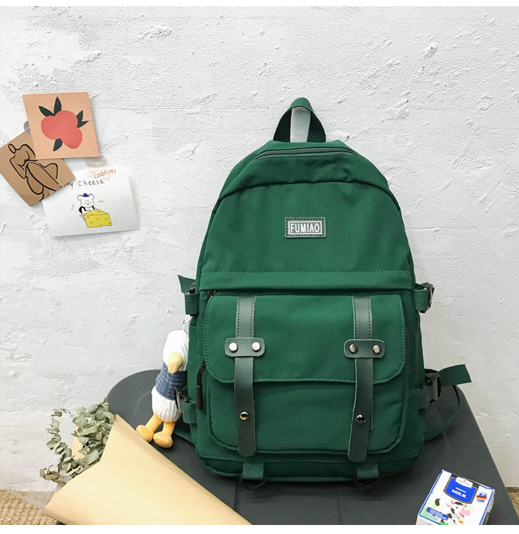 Fashion Dark Green With Pendant Panel Flap Buckle Backpack,Backpack