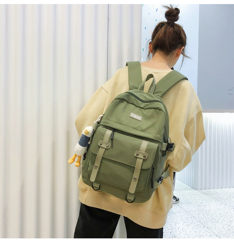 Fashion Black With Pendant Panel Flap Buckle Backpack,Backpack