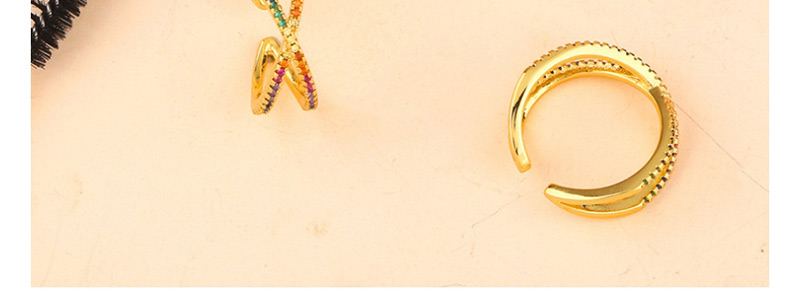 Fashion Golden Open Geometric Cross Diamond Ring,Rings