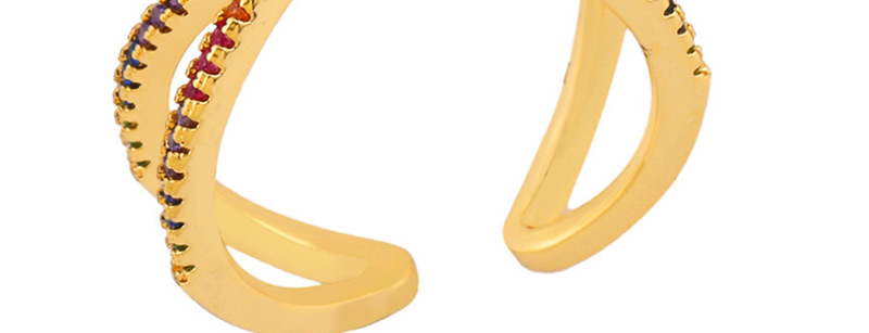 Fashion Golden Open Geometric Cross Diamond Ring,Rings