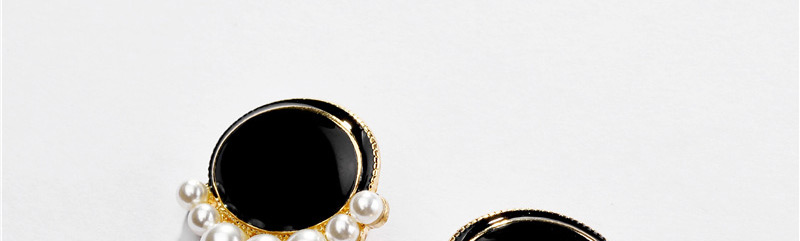 Fashion Black Alloy Dripping Pearl Scallop Stud Earrings,Stud Earrings