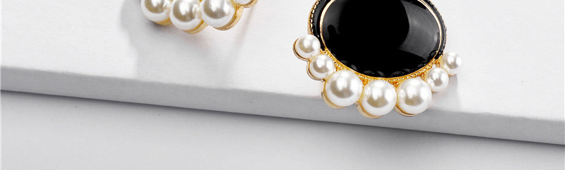 Fashion Black Alloy Dripping Pearl Scallop Stud Earrings,Stud Earrings