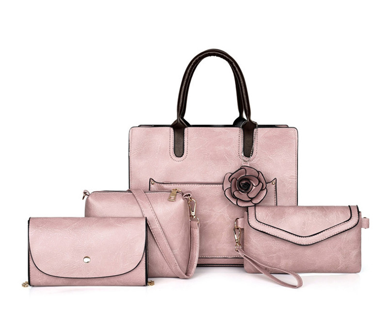 Fashion Pink Three-dimensional Flower Stitching Diagonal Cross Shoulder Bag,Messenger bags