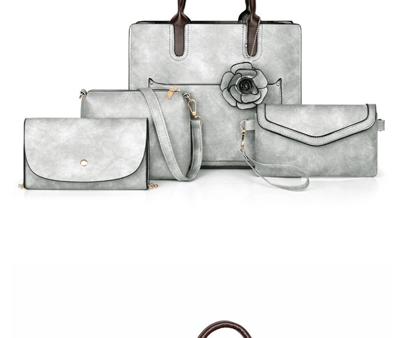 Fashion Gray Three-dimensional Flower Stitching Diagonal Cross Shoulder Bag,Messenger bags