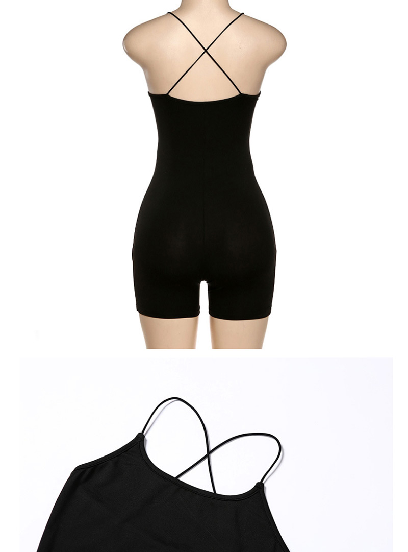 Fashion Black Cross-strap Slim Back Slim Jumpsuit,Bodysuits